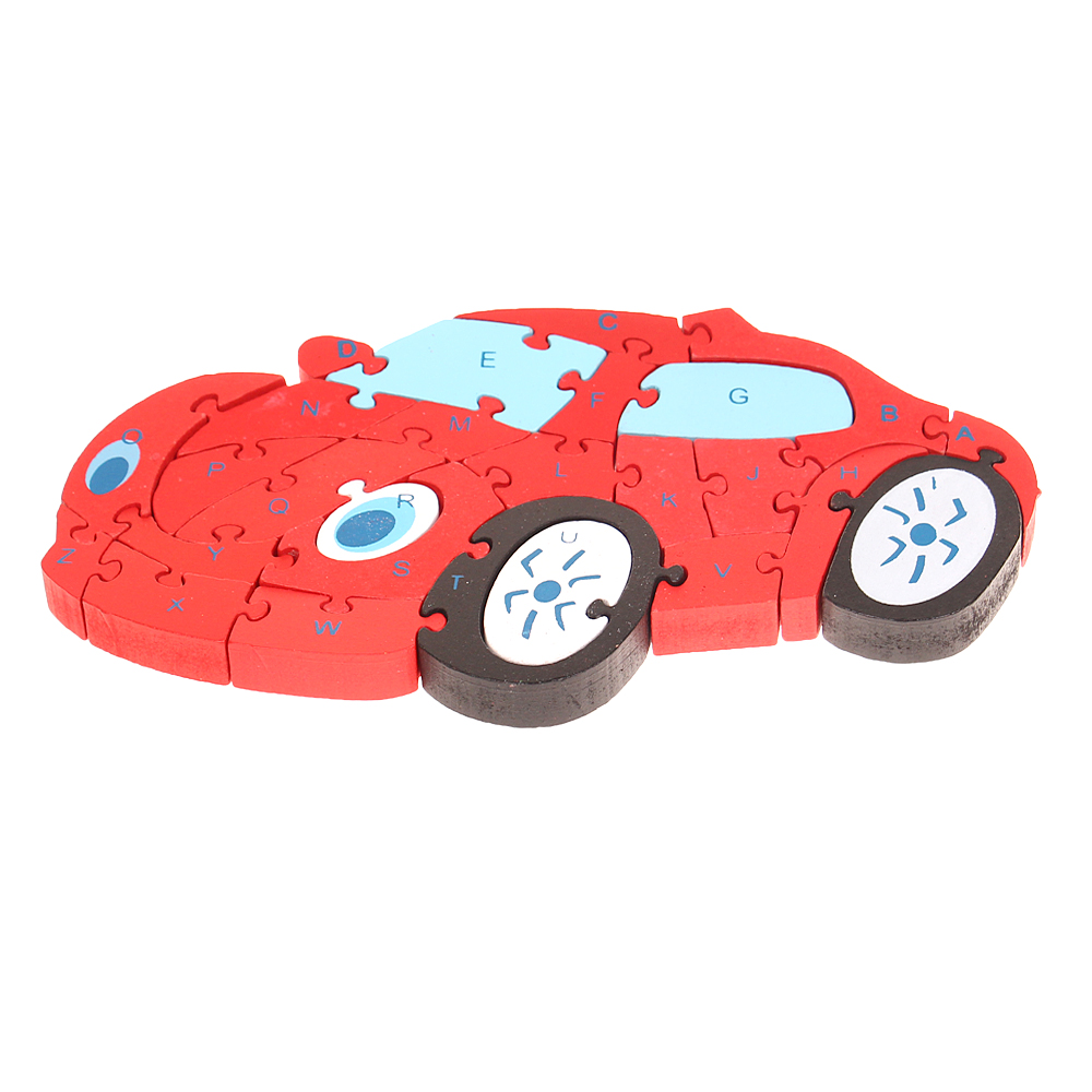 Vzdělávací dřevěné puzzle auto červené - попередній перегляд 2