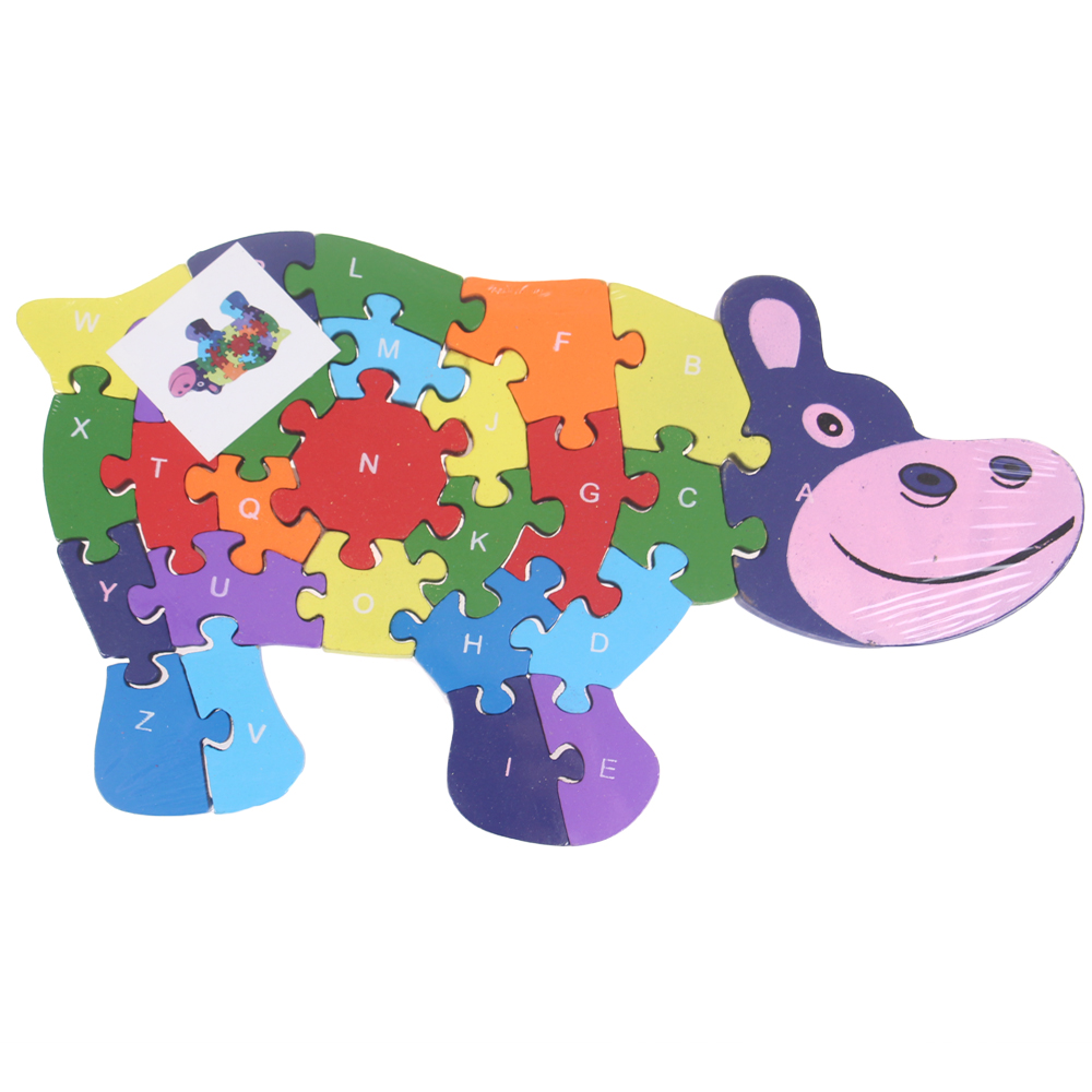 Vzdělávací dřevěné puzzle hroch - попередній перегляд 1