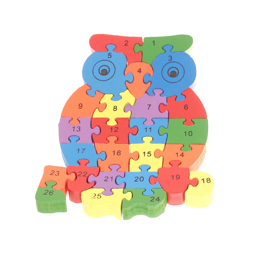 Vzdělávací dřevěné puzzle sova var.1       - попередній перегляд 1