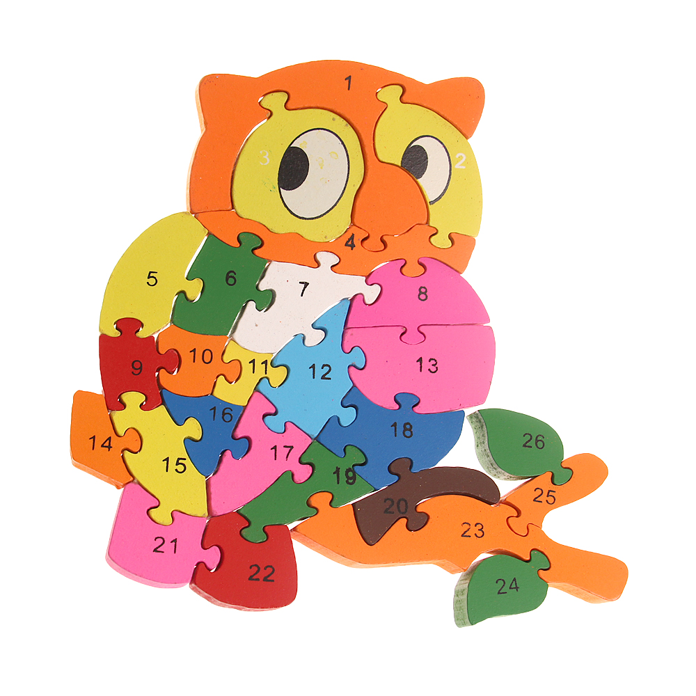 Vzdělávací dřevěné puzzle sova var.2      - попередній перегляд 2