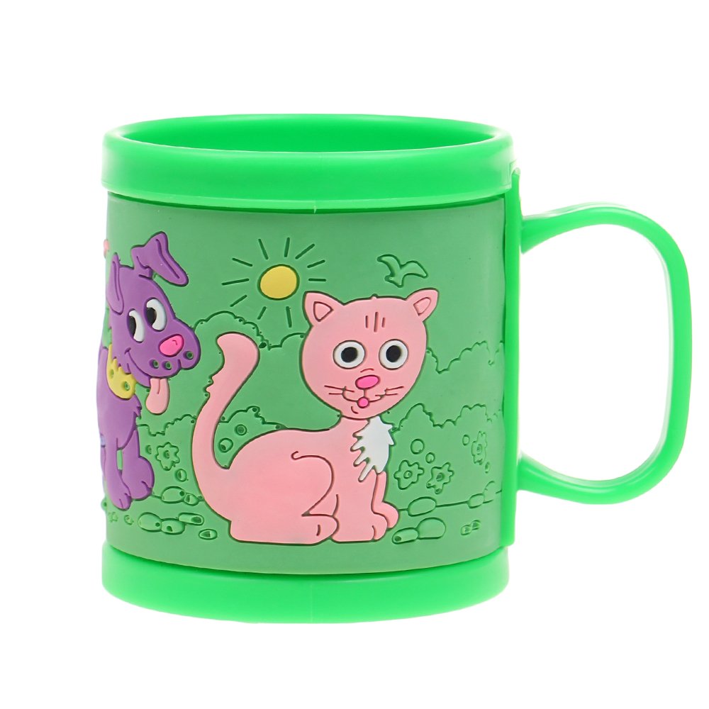 Hrnek dětský plastový (zelený pejsek a kočička) - попередній перегляд 1