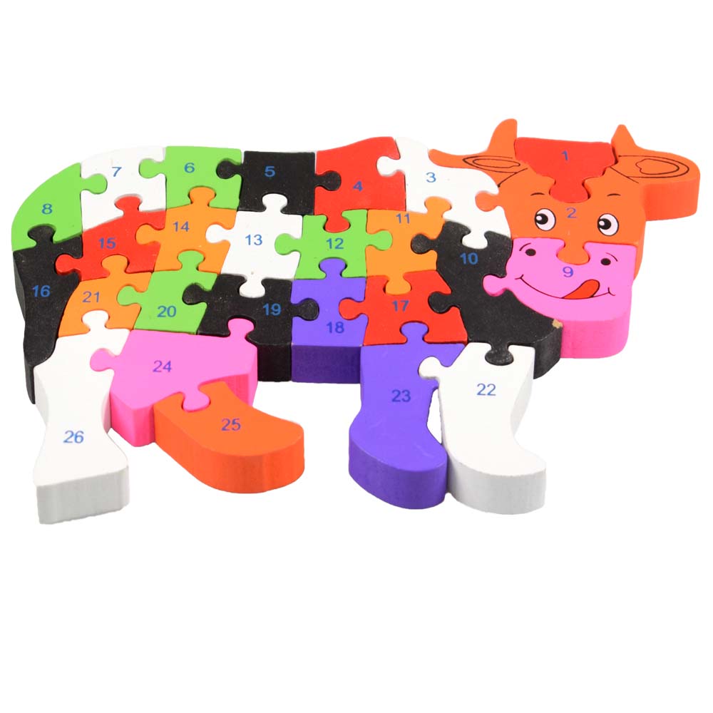 Vzdělávací dřevěné puzzle kráva var.2 - попередній перегляд 1