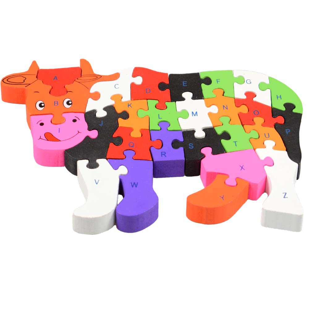 Vzdělávací dřevěné puzzle kráva var.2 - попередній перегляд 2
