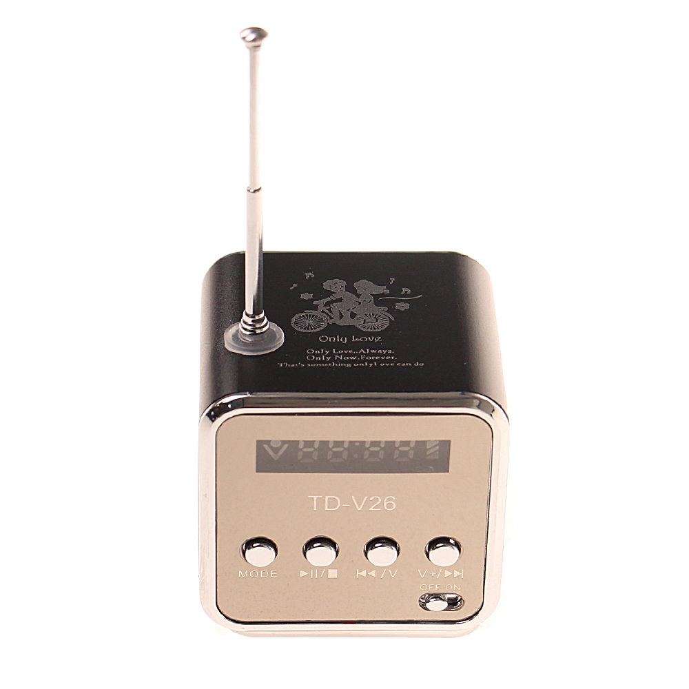Mini bezdrátové přenosné FM LED radio černé - попередній перегляд 4