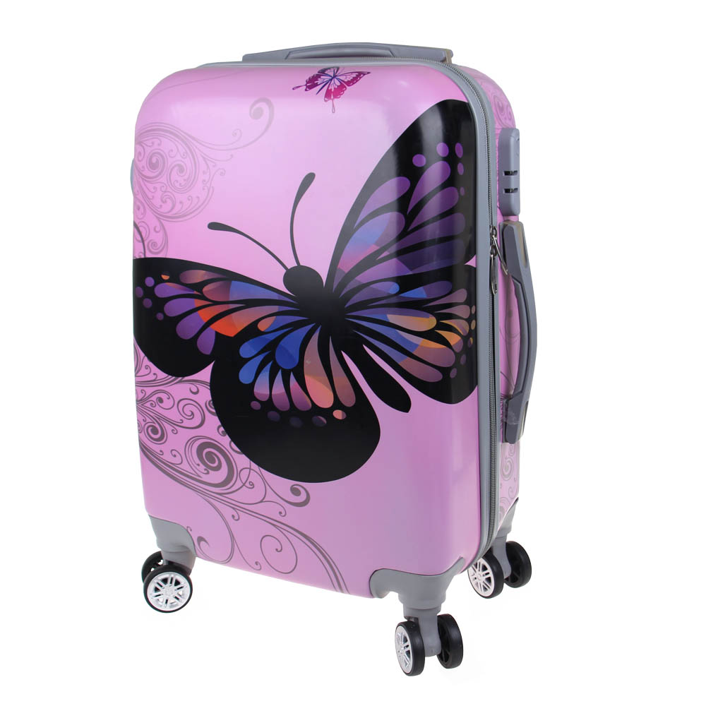 Sada 3 skořepinových kufrů (Pink Butterfly) - попередній перегляд 1